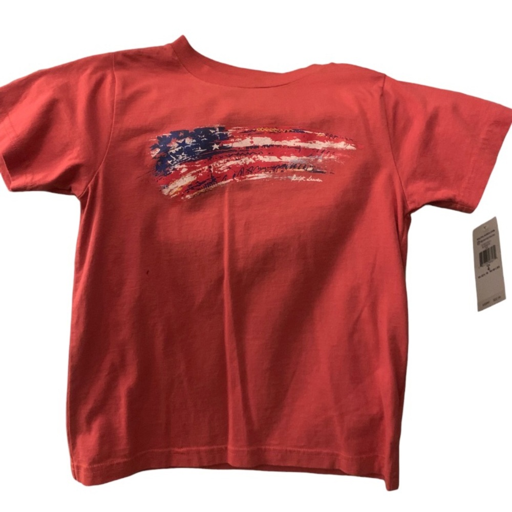 Polo Ralph Lauren American Flag Short Sleeve Tee, Red, New With Tag, Boys Size 4